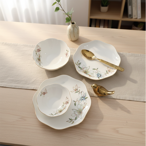 Luxury 50 Piece Bone China <b>Dinnerware</b> Set Elegant Green & Gold European Style Tableware for Home, Wedding & Gifts - Product Image 5