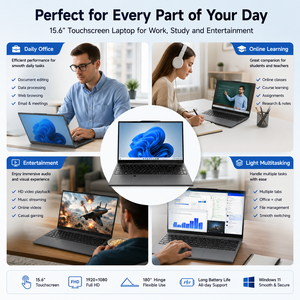 Laptop 15.6 Pollici con Intel Core I3, <span class=keywords><strong>8GB</strong></span> <span class=keywords><strong>RAM</strong></span>, 1TB SSD, <span class=keywords><strong>Computer</strong></span> <span class=keywords><strong>Portatile</strong></span> per Ufficio con Windows 11 Pro, Apertura a 180 Gradi per Riunioni - Product Image 6