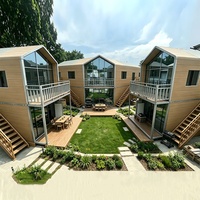 Maison préfabriquée miniature de luxe à double étage, maison modulaire portable, villa conteneur avec fenêtres panoramiques