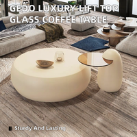 Table basse relevable BEM CJ174 au design moderne et luxueux avec plateau en bois et structure métallique pour salon et usage domestique