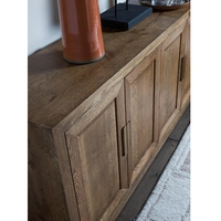 Meuble TV moderne en bois massif avec rangement, style luxe américain, meuble vidéo pour salon et salle à manger