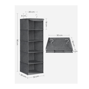 2025 Hanging Wardrobe Storage with 5 <b>Shelves</b> Heavy Duty Organiser Storage Unit with 6 Pockets Pockets for Sweaters - Product Image 2
