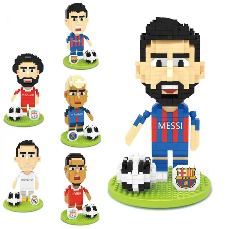 2023 New Self Assemble Sport Football Player Messi Mini Action Figure Connecting Micro Building Block Set Toys