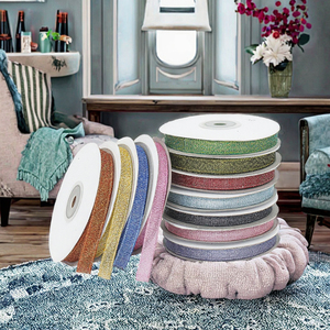 Factory Wholesale 25 Yards Shiny Metallic Glitter Ribbon 10mm Widths in Colorful Nylon for Garment Gift <b>Wrap</b> Weddings" - Product Image 3