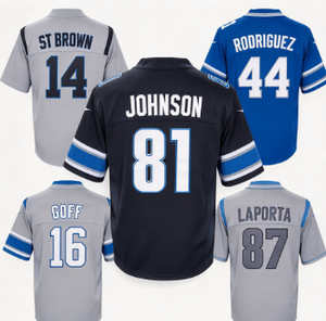 Detroit <b>Lions</b> St Brown #14 Johnson #81 Goff #16 Laporta #87 Rodriguez #44 American Football Baseball Jersey Men Sports <b>Shirts</b> - Product Image 1