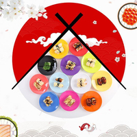 Assiette à sushi en mélamine de style japonais, colorée, en plastique poli, pour restaurant, convoyeur, assiettes rondes pour pizza et sushi