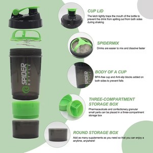 16 once di perdite Poof Fitness palestra sport mix di <span class=keywords><strong>proteine</strong></span> bottiglia Shaker con due scomparti Extra bottiglia portatile - Product Image 3