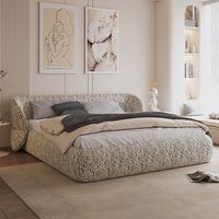 Lit en tissu minimaliste italien personnalisable, lit double rembourré, lit Queen incurvé, lit double king size