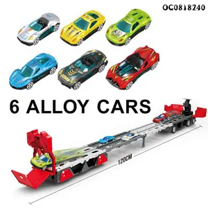 Kids Track Rail Shooting Car Folding Storage Truck Toys With 6pcs Alloy Car