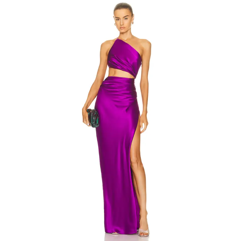 A7477 Luxury Clothes Women Sexy Evening Dress Side Slit Show Waist Sexy Maxi Dress Fashion Wear