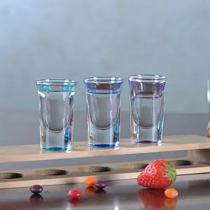थोक 1oz decal कस्टम लोगो ब्रांडिंग शॉट चश्मा बनाने की क्रिया खाली कांच के बने पदार्थ छोटे बुलेट शॉट ग्लास