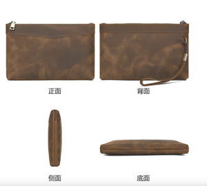 Andong RFID Business Clutch Bag <b>for</b> <b>Men</b> Genuine Cowhide Fashion Handbag Retro Big <b>Long</b> <b>Wallet</b> Crazy Horse Leather Man Purse - Product Image 4