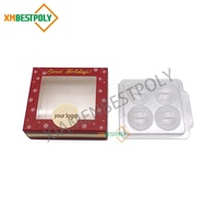 Boîte d'emballage en papier de chocolat à la truffe imprimée personnalisée pour les boîtes cadeaux de bonbon et dessert avec fenêtre transparente