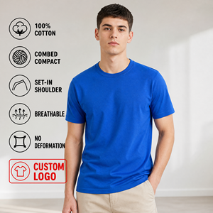 T-shirt homme 100% coton, qualité supérieure, poids lourd, logo personnalisé, t-shirt uni, manches courtes, OEM personnalisé - Product Image 1