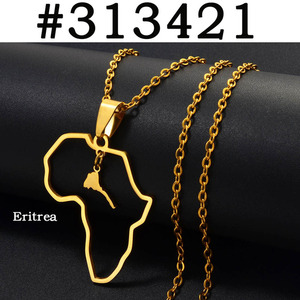 Collane con ciondolo mappa <span class=keywords><strong>marocco</strong></span> ed Eritrea gioielli in acciaio inossidabile - Product Image 2