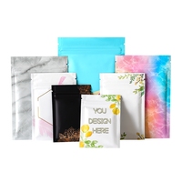 Sachet refermable en Mylar aluminisé imprimé, à fermeture éclair, scellé sur 3 côtés, pochette plate en feuille métallisée pour emballage de bijoux, thé, bonbons et échantillons