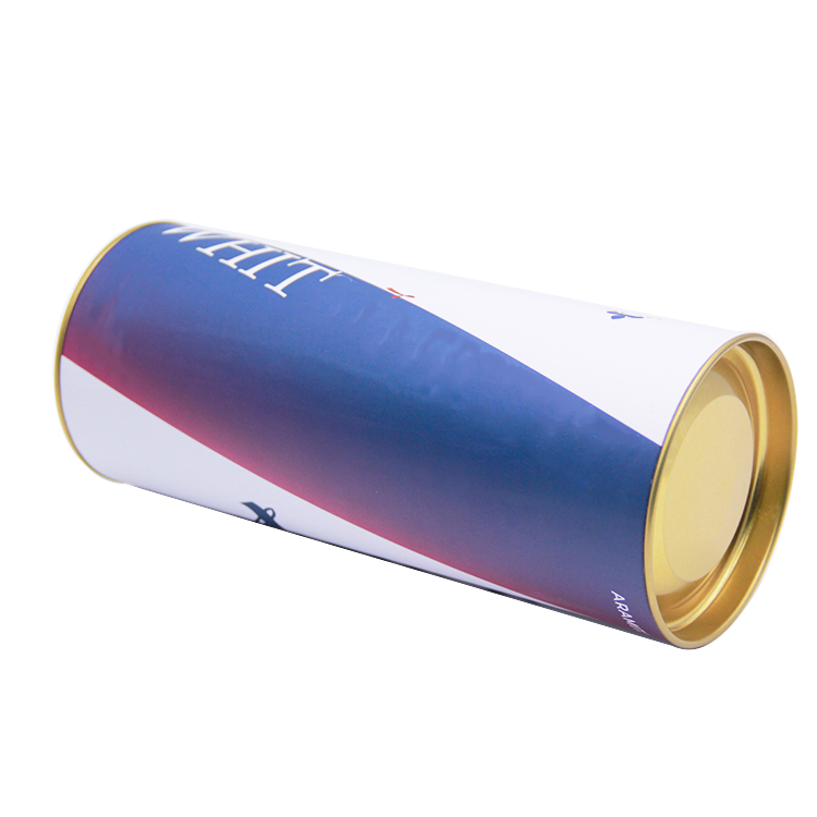 O cartão personalizado da tampa do metal pode tubo biodegradável do papel do presente do cartucho para o empacotamento do uísque do vinho tinto da folha solta