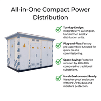 Poste de transformateur compact préfabriqué Ourjust 800 kVA 11 kV 400 V avec coffret en aluminium pour ferme éolienne et centrale solaire