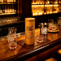 Boîte à vin cylindrique en bambou avec doublure en mousse, logo personnalisé, gravure au laser, impression artisanale pour l'emballage de bouteilles de whisky et cadeaux de luxe