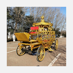 Carruaje de Lujo Eléctrico Dorado con Forma de Calabaza para Bodas, Carroza de Caballos de 4 Ruedas para Transporte Especial - Product Image 1