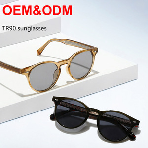 Wholesale Factory Stock <b>Retro</b> Round Frame Outdoor UV Protection Fashion <b>Sunglasses</b> TR Propionate Pin Hinge Unisex Vintage - Product Image 1