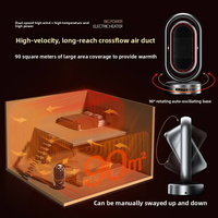 Chauffage d'appoint électrique portable télécommandé de 1200 watts avec ventilateur et tour céramique rotative verticale