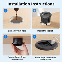 Prise et prise de courant encastrables pour usine avec sortie USB 65W, prise et prise encastrables rondes avec passe-câble