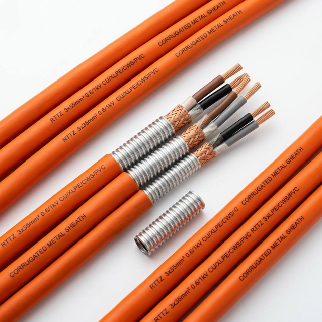 Purorigin RTTZ 3-Core Fire Resistant Power Cable, Mineral Insulated Copper Sheath for Building Fire Emergency Wiring