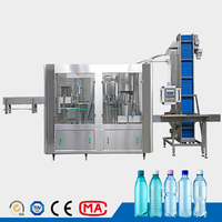 Máquina automática 3 en 1 de enjuague, llenado y tapado para planta embotelladora de agua pura, máquina llenadora de botellas de agua para pequeñas fábricas.