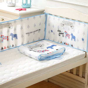 Haute qualité été bébé berceau pare-chocs Kit <span class=keywords><strong>de</strong></span> literie maille respirante Anti-Collision Simple tissé dessin animé motif Portable plié - Product Image 2