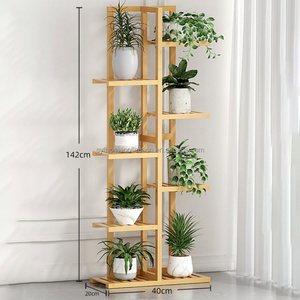 Support vertical magique SYT en bambou pour plantes, étagère <span class=keywords><strong>de</strong></span> présentation multi-niveaux pour l'angle du canapé ou du salon - Product Image 2