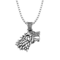 Liontin Hip Hop Kepala Serigala Viking Gothic Vintage Pvd Lapis Emas 18k Baja Tahan Karat Perhiasan Fashion Berkualitas Kalung Pria Grosir