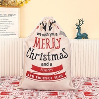 Grands sacs de Noël en toile avec cordon de serrage, sacs cadeaux de Noël, sacs du Père Noël, sacs cadeaux de Noël réutilisables en toile de jute avec cordon de serrage