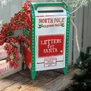 Christmas Farmhouse Decor Letters To Santa Mailbox North Pole Post box Vintage Standing santa decorative mailbox