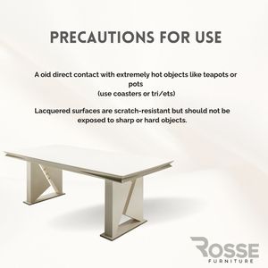 Mesa de Comedor Extensible de Lujo Lena, Rectangular, con Tapa de Mármol, Diseño Europeo Moderno, Capacidad para 6 Personas, Patas de Metal, Origen Turquía, Rosse - Product Image 3