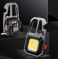 Lampu Gantungan Kunci Tipe C dengan Pembuka Botol, Lampu Darurat Multifungsi, Senter LED COB Mini dengan Obeng