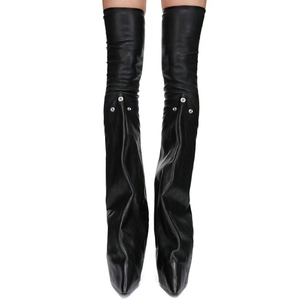 Custom Style Women Skintight Over <b>Knee</b> <b>High</b> Boots Loose Pointed Toe Long Pants Booties <b>High</b> Chunky Heels Shoes - Product Image 5