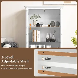 Tủ sách màu trắng rộng rãi với tủ cửa kính 2 và ngăn kéo sâu Cung cấp lưu trữ chia lớn cho sách & Tạp Chí - Product Image 3
