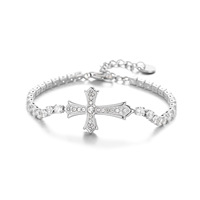 Bracelet croix en acier inoxydable YYN pour hommes et femmes, entièrement serti de zircone cubique, en acier titane, bijoux streetwear, vente en gros
