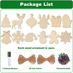 Set di ornamenti natalizi in legno da 24 pezzi per la 2025 vendita diretta in fabbrica giocattoli da <span class=keywords><strong>disegno</strong></span> per feste - Product Image 3