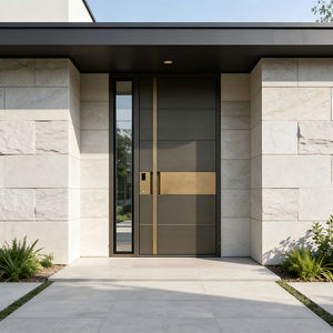 Puertas de Seguridad de Entrada de Estilo Americano para Villas de Lujo, Puertas Exteriores Frontales de Aluminio, Puertas de Entrada Pivotantes de Acero Modernas para Villas - Product Image 5