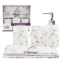 CF 16 pièces ensemble de salle de bain boîte-cadeau personnalisé en plastique porte-brosse à dents tasse à eau distributeur de savon Polyester tissu rideau de douche crochets