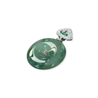 Pendentif en jadéite naturelle de Birmanie de qualité A, boucle de sécurité, trèfle en jadéite de haute qualité, pour femme, à porter au quotidien, cadeau en jadéite (avec NGTC)