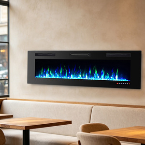<span class=keywords><strong>Insert</strong></span> de <span class=keywords><strong>cheminée</strong></span> électrique à télécommande à flamme multicolore à led simulée avec chauffage pour le salon - Product Image 1