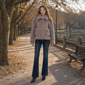 <span class=keywords><strong>Manteau</strong></span> d'hiver pour <span class=keywords><strong>femme</strong></span>, <span class=keywords><strong>court</strong></span>, imprimé, en tissu tissé imitation <span class=keywords><strong>bouclette</strong></span>, luxueux, coupe-vent, couleur camel, col rabattu, en peluche - Product Image 1