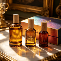 Botol Parfum Kaca Silinder Coklat 30ml/50ml/100ml dengan Cetak Sablon Frosted Mewah, Tutup Bambu, dan Kotak Hadiah yang Dapat Disesuaikan