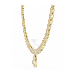 Collar de tenis con diamantes en racimo de oro macizo de 14K, gargantilla con forma de pera, halo nupcial de diamantes cultivados en laboratorio, collar de joyería fina llamativo - Product Image 2