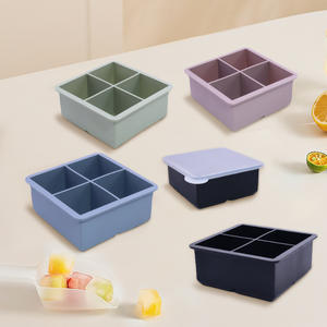 Vente chaude, bac à glaçons en silicone de grande taille à 4 cavités, bac à glaçons carrés à libération facile avec couvercle, moule à glaçons sphériques - Product Image 3