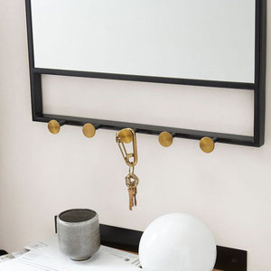 Wholesale Bathroom Entry Decorative <strong>Rectangular</strong> Metal <strong>Wall</strong> <strong>Mirror</strong> with Hooks Display <strong>Mirror</strong> Factory Ningbo - Product Image 2