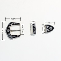 Ensemble de 3 pièces : Boucle de ceinture en alliage de style européen et américain vintage, boucle à ardillon classique sculptée, accessoires de ceinture en métal imprimé